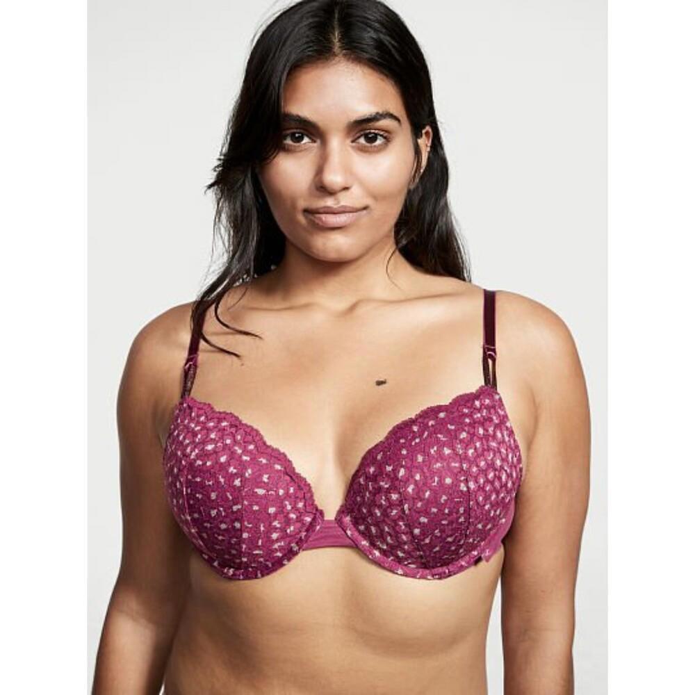 Victoria's Secret Sexy Tee Push-Up Leopard Lace Bra Size 36 B